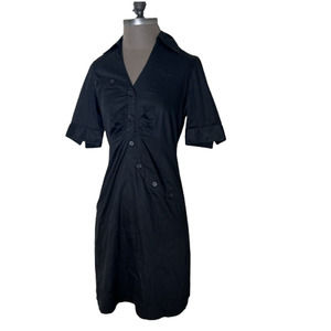 Etcetera Women Black Collared Button Front Dress Size 2